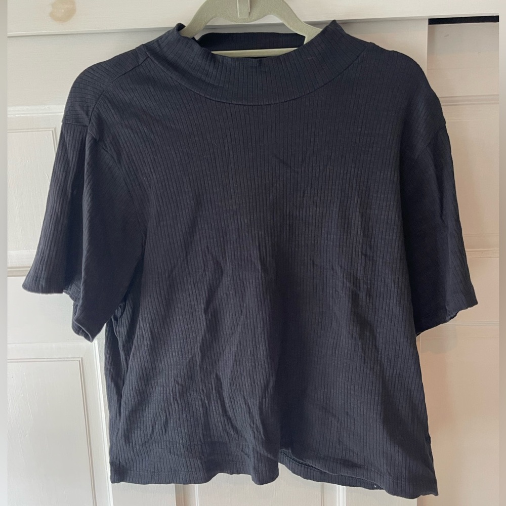 Known Supply Short Sleeve Mock Neck Top